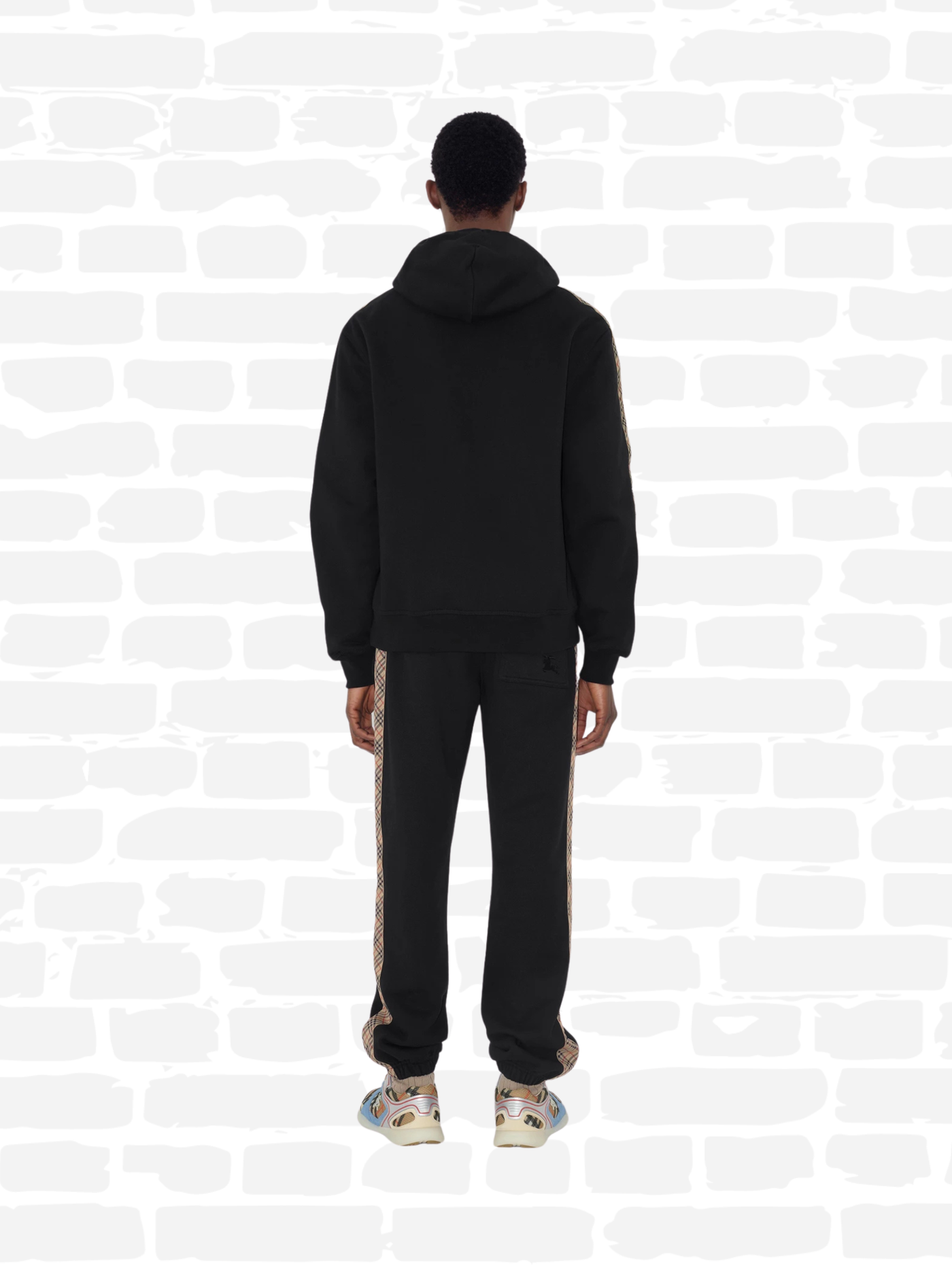 ברברי סווטשירט קפוצ'ון צבע שחור CHECK TRIM ZIP