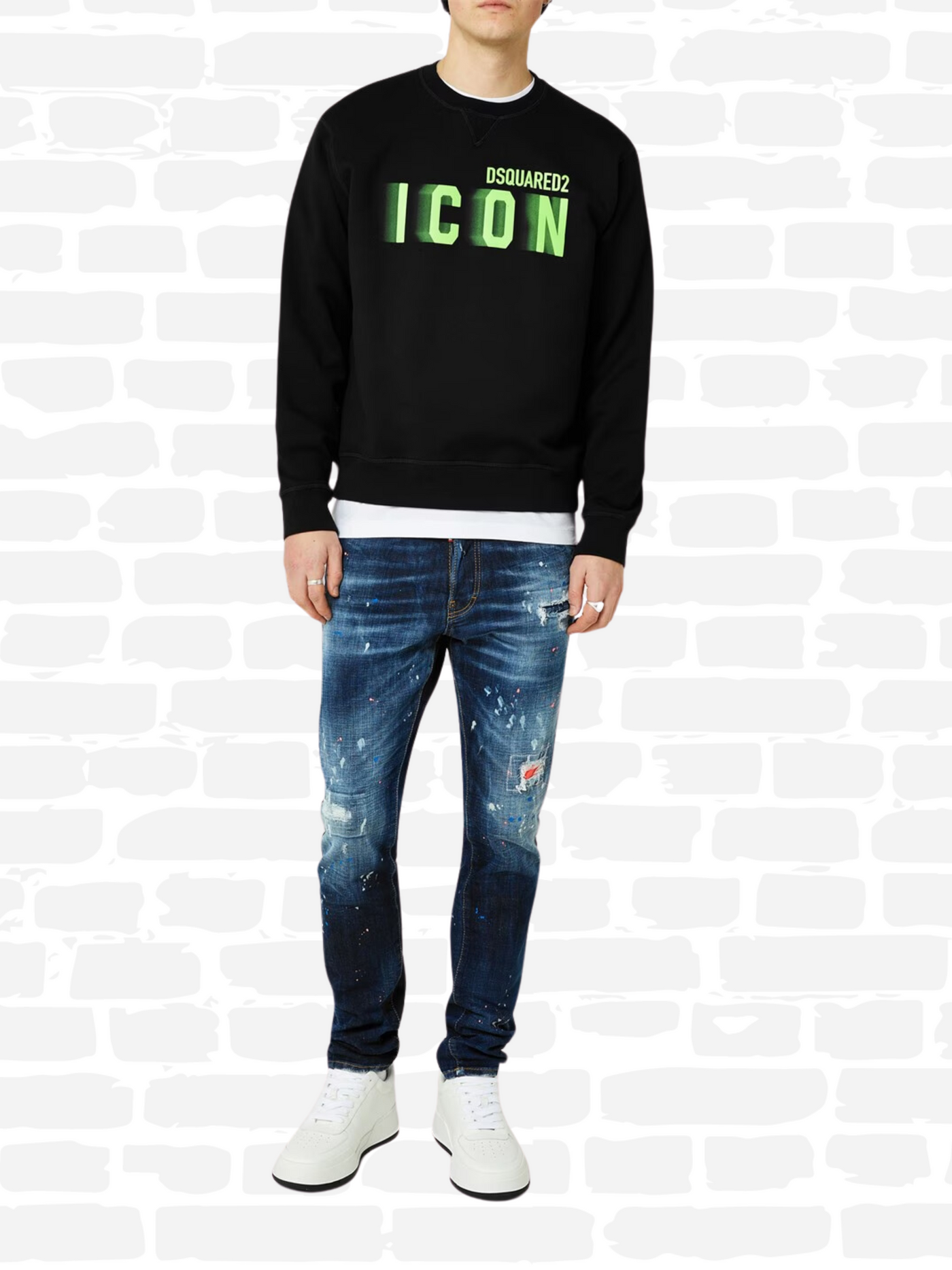 דיסקוורד סווטשירט צבע שחור  ICON PRINT COTTON SWEATSHIRT