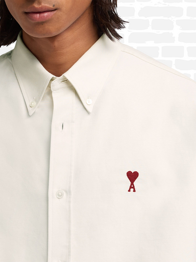 אמי פריז שירט צבע לבן logo-embroidered cotton shirt