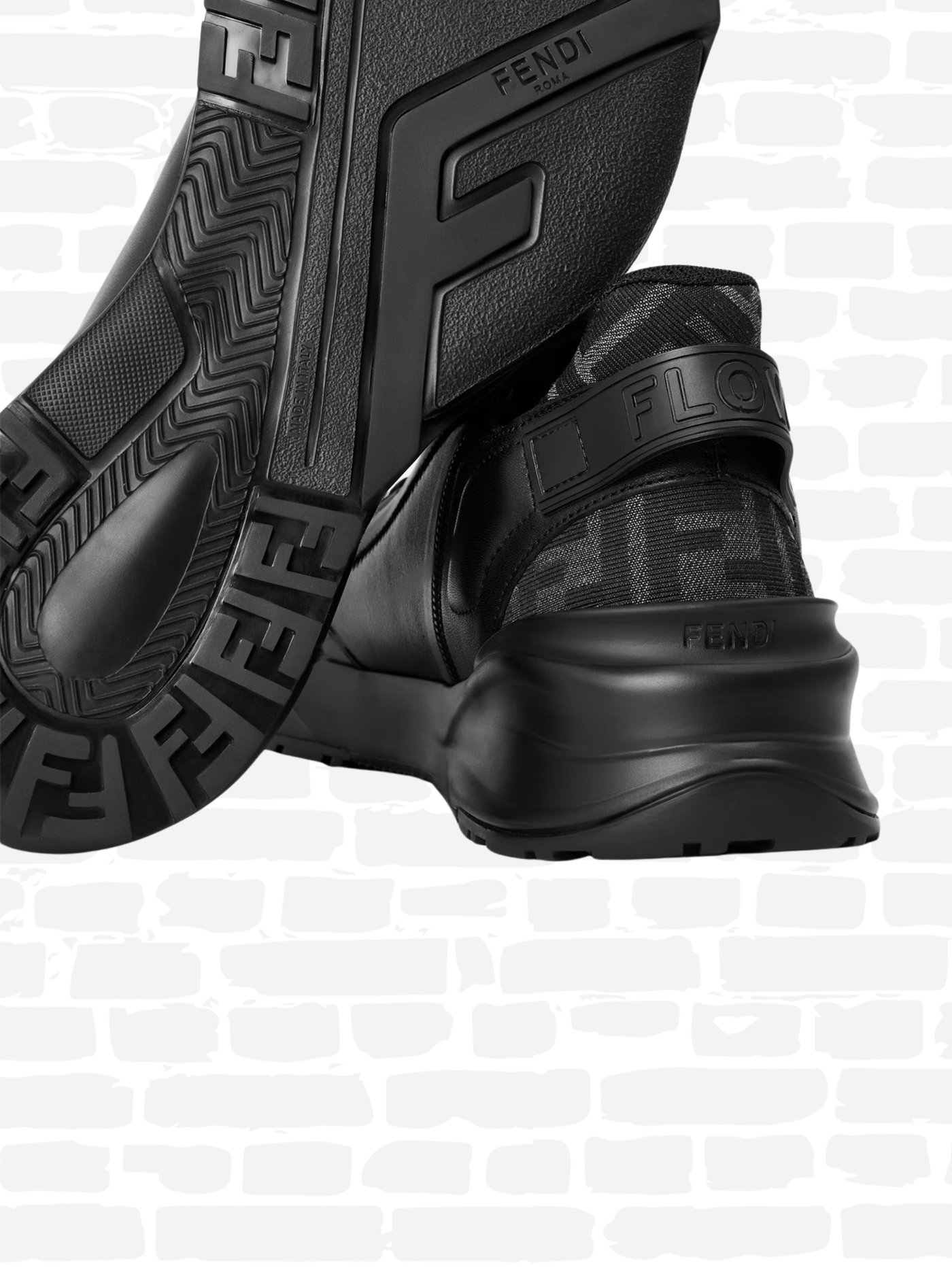 פנדי נעליים צבע שחור FLOW LOW TOP TRAINERS