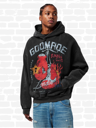 גוד מייד סווטשירט קפוצ'ון צבע שחור BOXING CLUB HOODIE