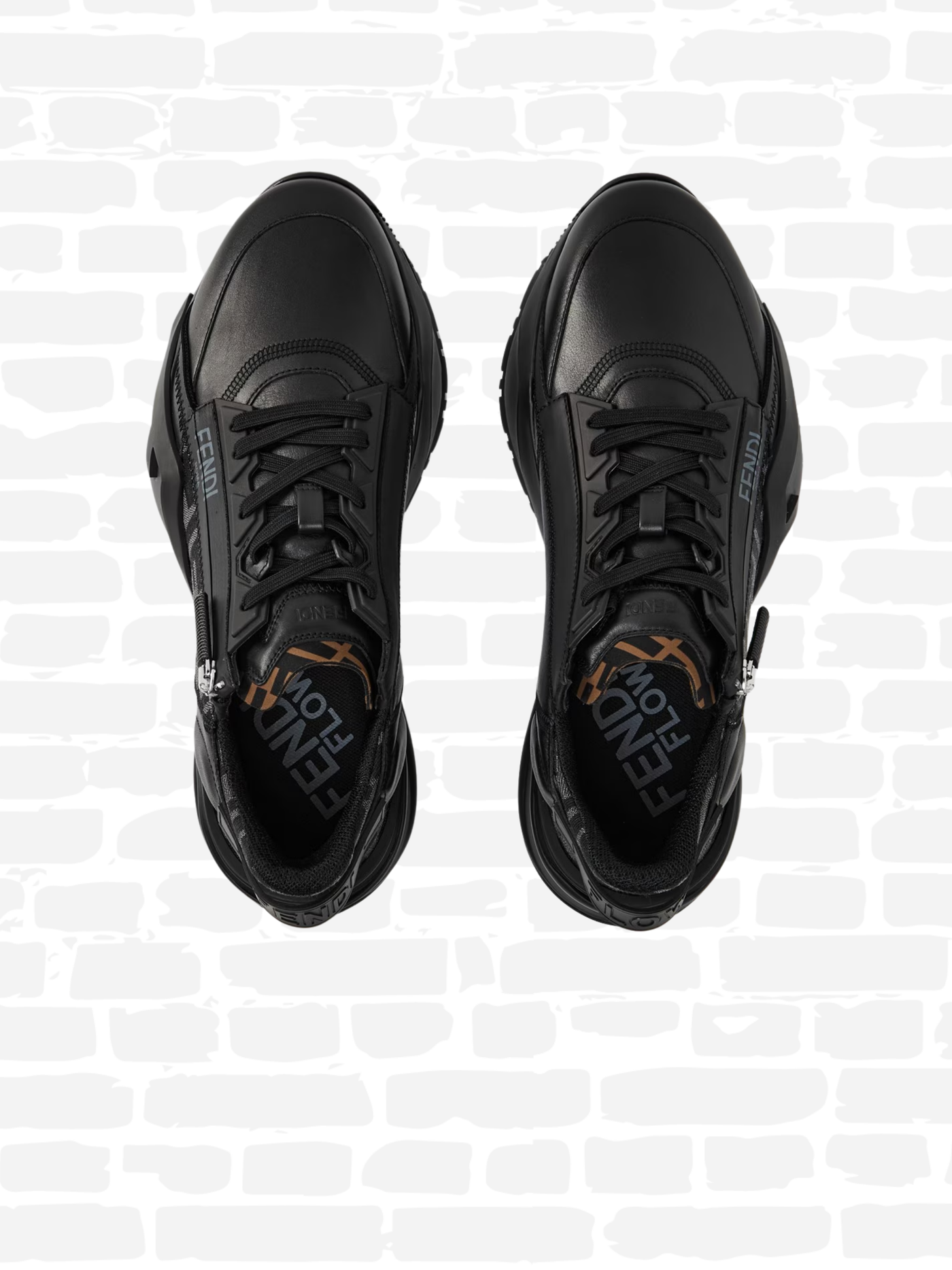 פנדי נעליים צבע שחור FLOW LOW TOP TRAINERS