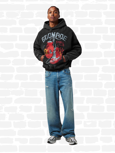 גוד מייד סווטשירט קפוצ'ון צבע שחור BOXING CLUB HOODIE