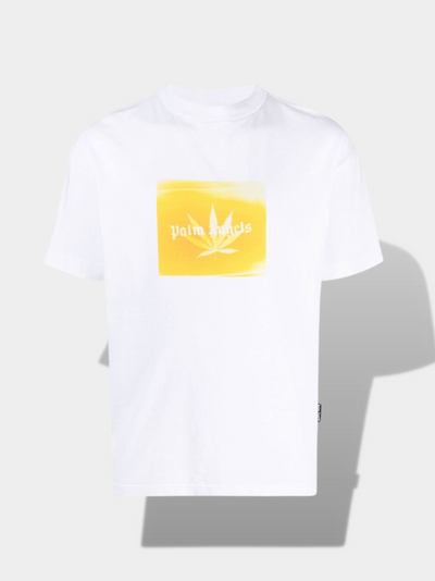 פאלם אנג'לס טי שירט צבע לבן Leaf Print Logo T-Shirt