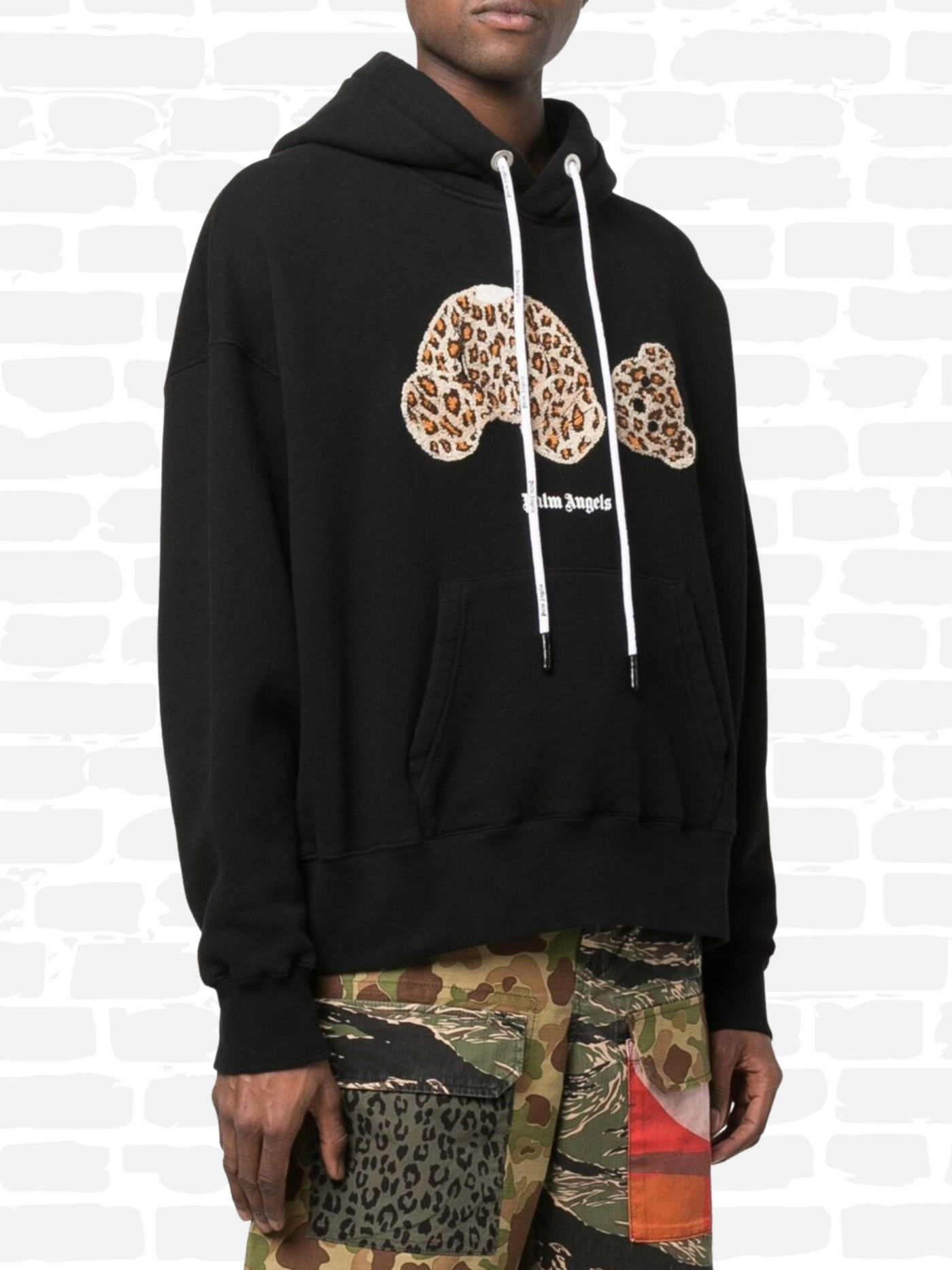 Sweat à capuche Palm Angels couleur noir Sweat à capuche LEOPARD BEAR COTTON