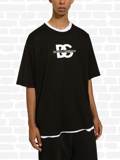 דולצ'ה גאבנה טי שירט צבע שחור logo-print cotton T-shirt