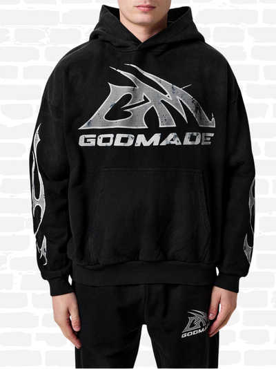 גוד מייד סווטשירט קפוצ'ון צבע שחור LOGO HOODIE