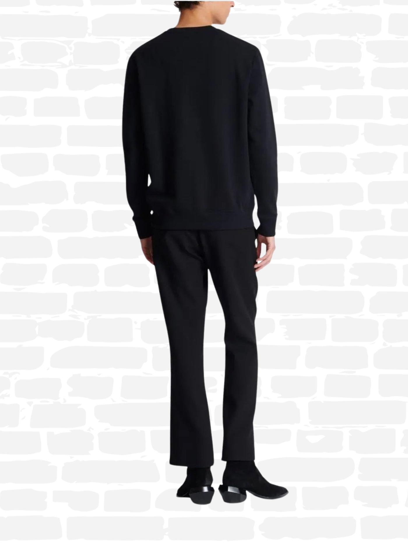 באלמין סווטשירט  צבע שחור STITCH COLLAR SWEATSHIRT