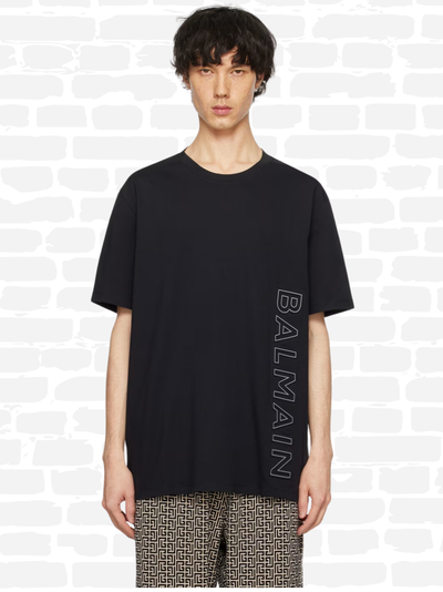 T-shirt Balmain couleur noir logo - col rond imprimé