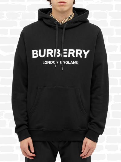 ברברי סווטשירט צבע שחור logo print hoodie