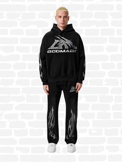 גוד מייד סווטשירט קפוצ'ון צבע שחור LOGO HOODIE