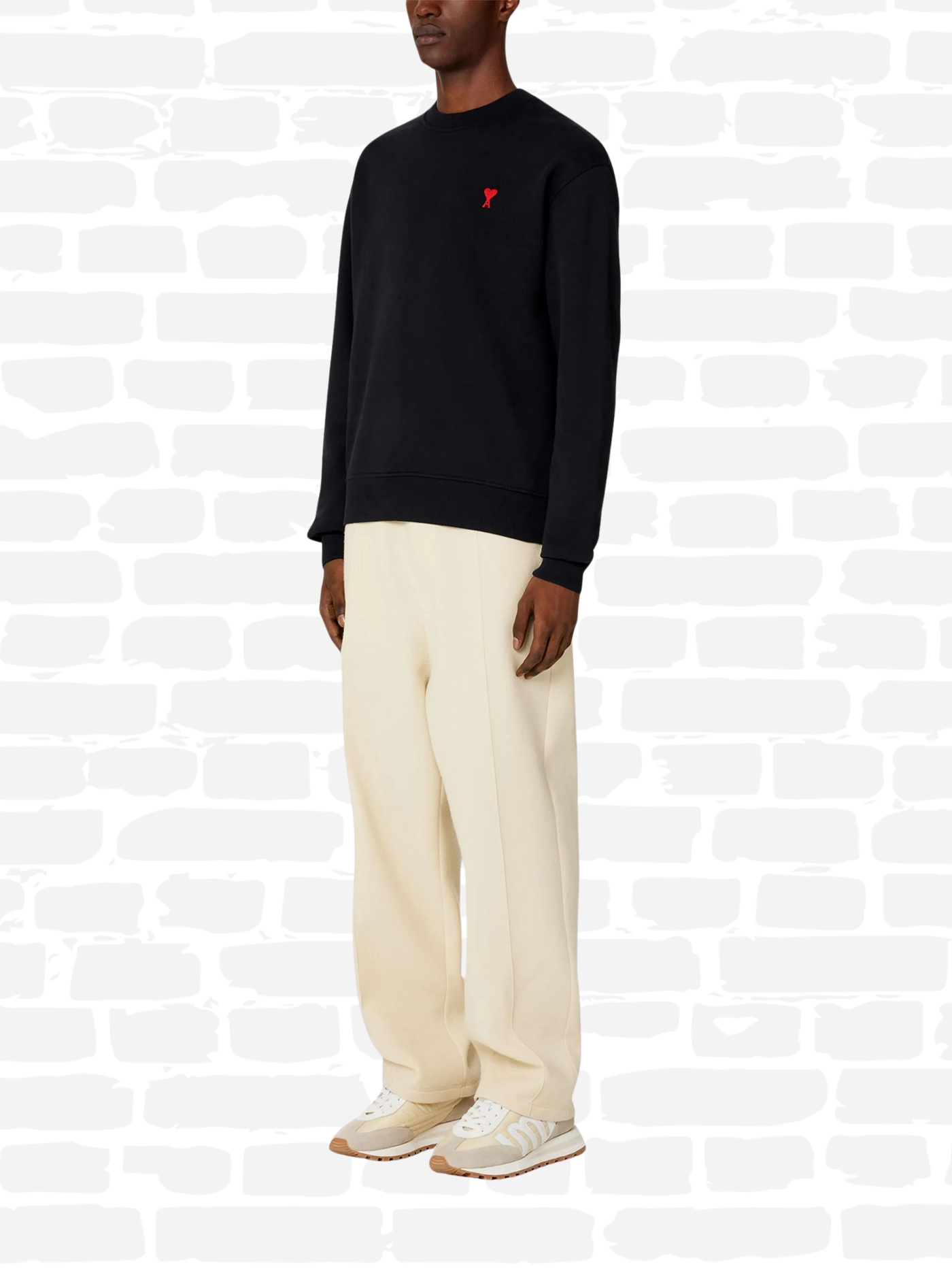 אמי פריז טי סווטשירט צבע שחור CREW NECK SWEATSHIRT