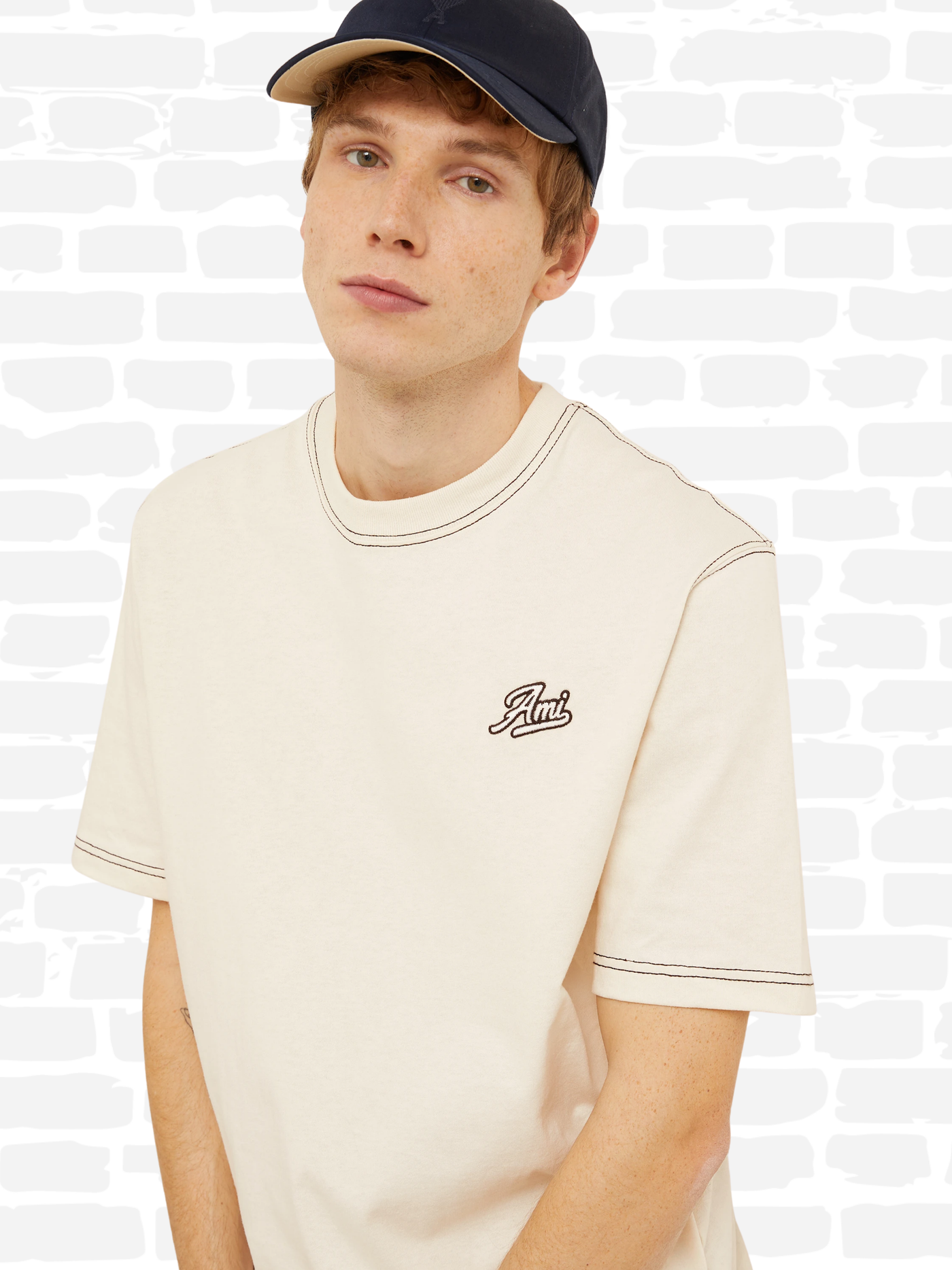 אמי פריז שירט צבע קרם CREW NECK T-SHIRT