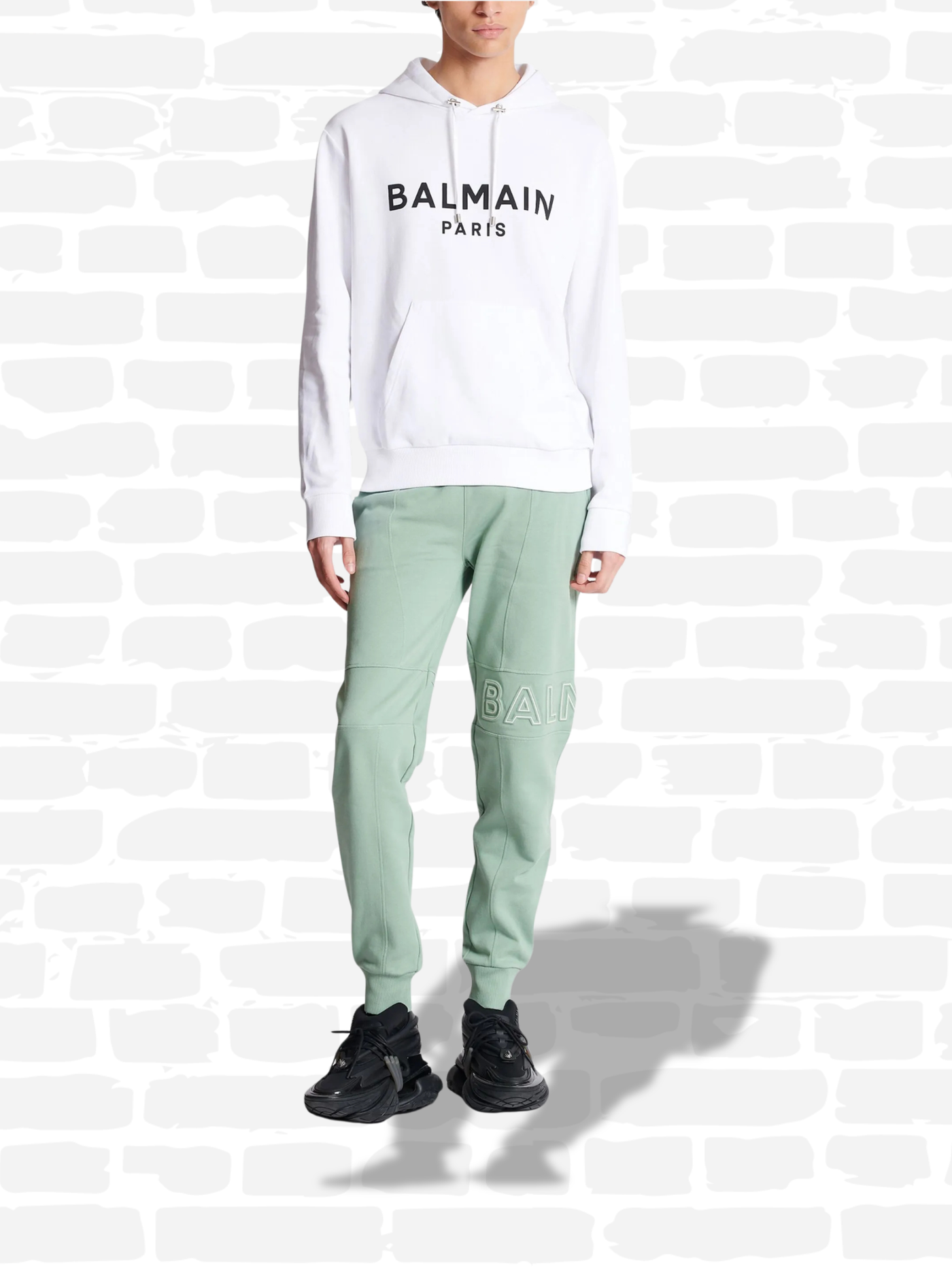 באלמין סווטשירט קפוצ'ון צבע לבן LOGO COTTON PRINTED HOODIE