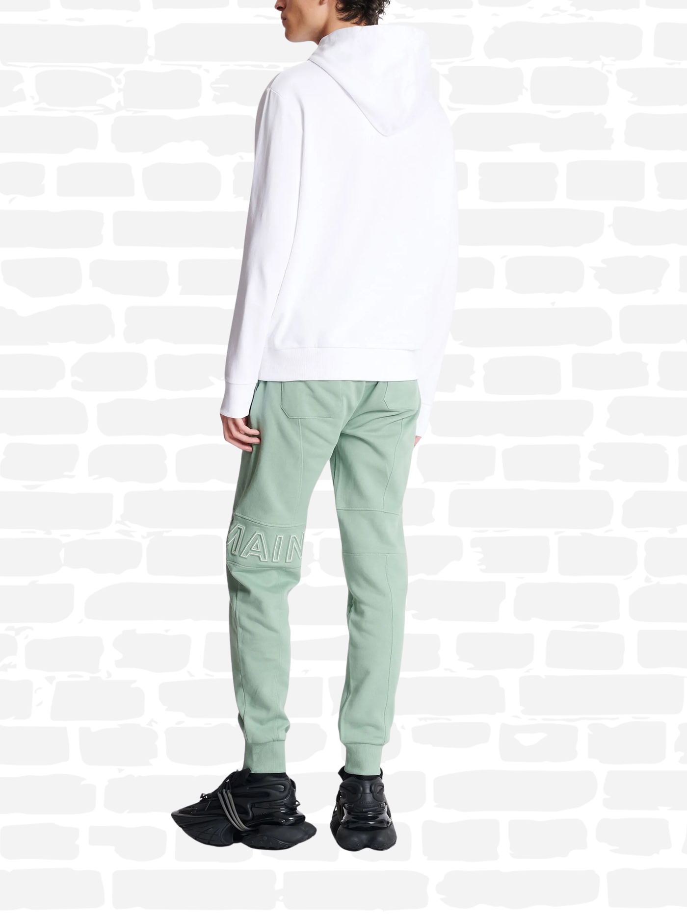 באלמין סווטשירט קפוצ'ון צבע לבן LOGO COTTON PRINTED HOODIE