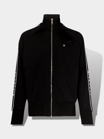 ז'יבנשי סווטשירט צבע שחור logo-stripe zip-up sports jacket