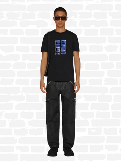 ז'יבנשי טי שירט צבע שחור paris t shirt | 4G Multicolor slim fit t-shirt in cotton