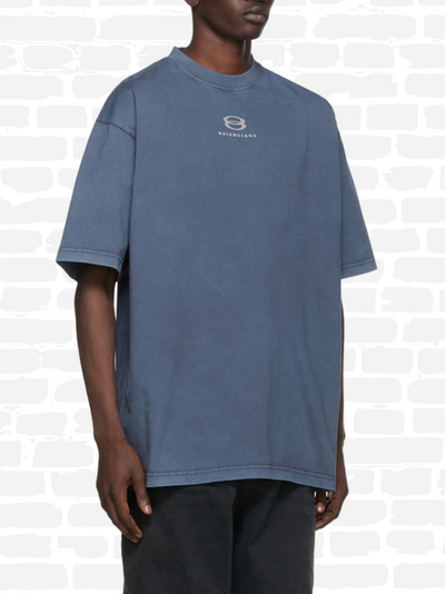 בלנסיאגה טי שירט צבע כחול logo embroidered T-shirt