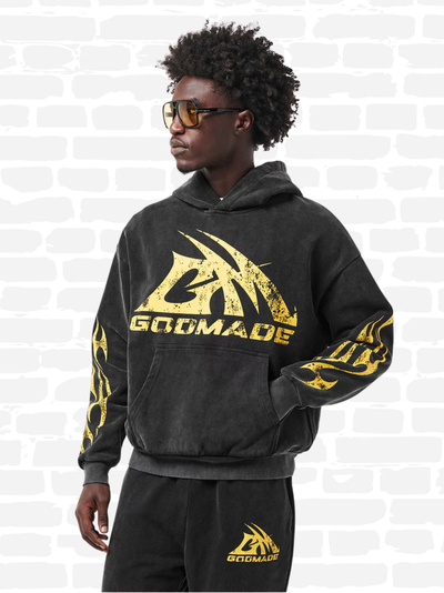 גוד מייד סווטשירט קפוצ'ון צבע שחור LOGO HOODIE