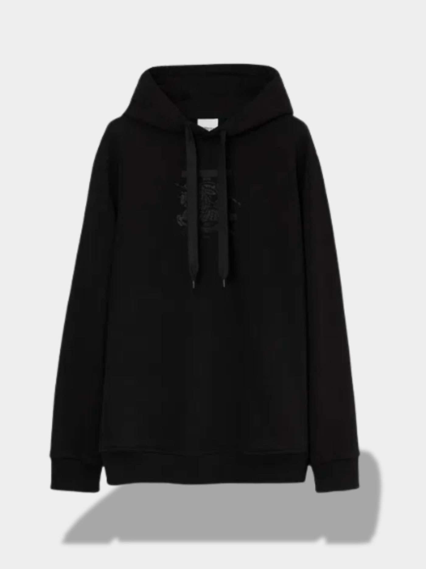 ברברי סווטשירט קפוצ'ון צבע שחור MONOGRAM LOOPBACK