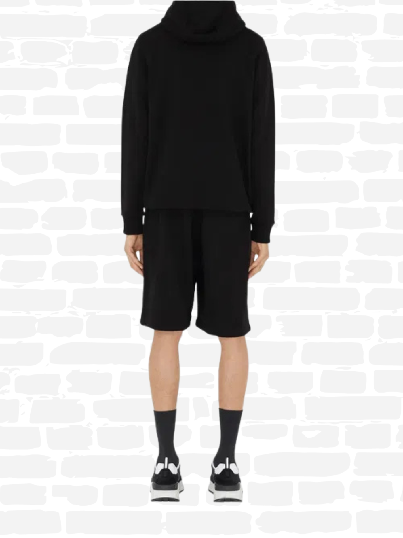 ברברי סווטשירט קפוצ'ון צבע שחור MONOGRAM LOOPBACK