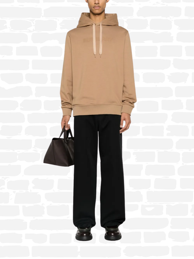 ברברי סווטשירט קפוצ'ון צבע חום LOGO-EMBOSSED