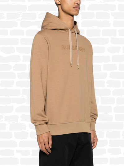 ברברי סווטשירט קפוצ'ון צבע חום LOGO-EMBOSSED