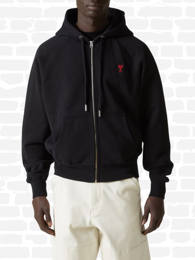 אמי פריז טי סווטשירט קפוצון צבע שחור DE COEUR HOODIE ZIP