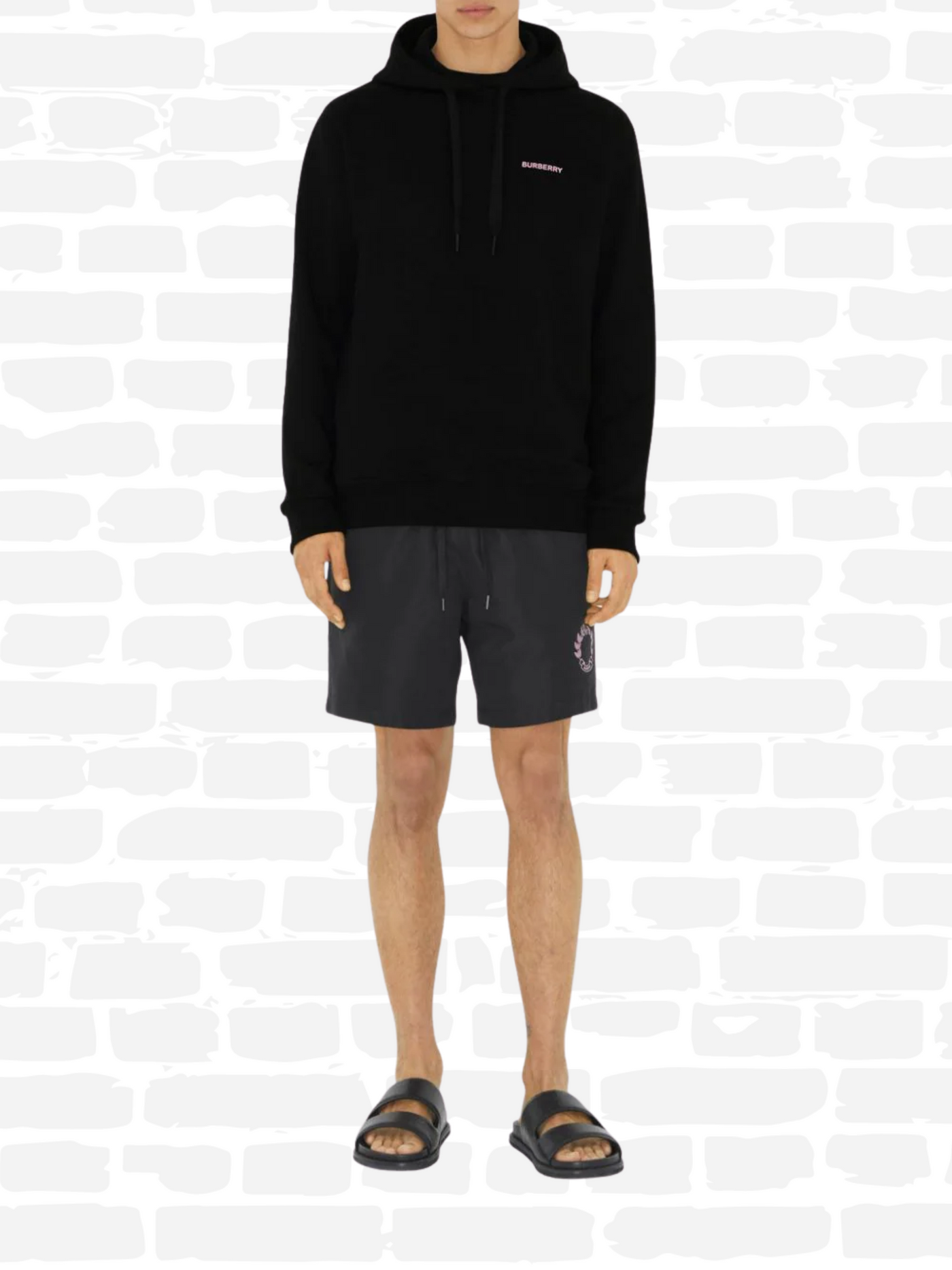 ברברי סווטשירט קפוצ'ון צבע שחור Oak Leaf Crest cotton hoodie