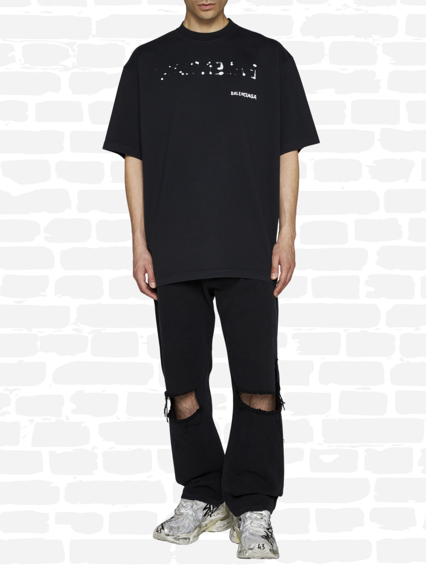 T-shirt Balenciaga couleur noir T-shirt logo en coton