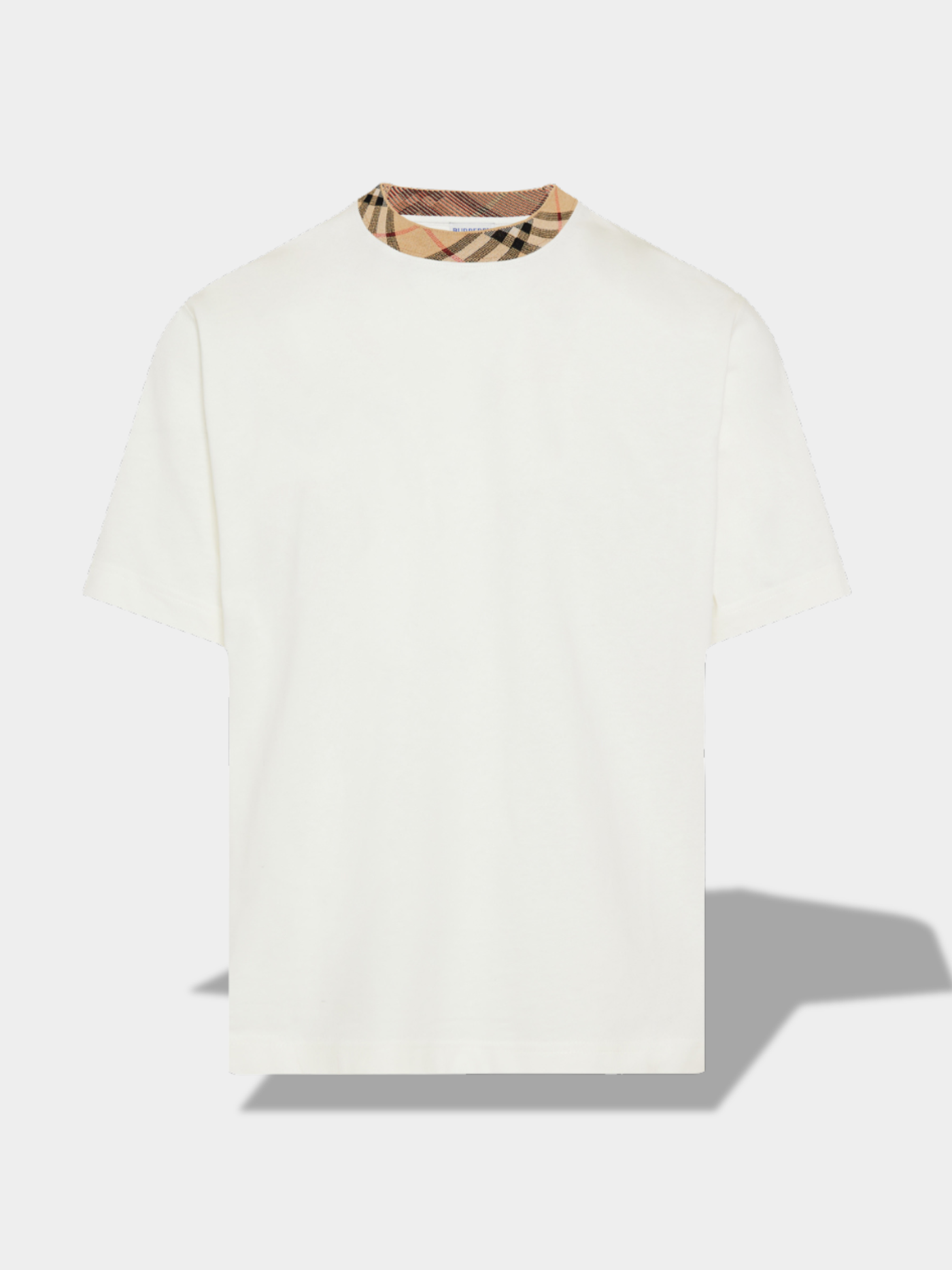 ברברי טי שירט צבע לבן COTON AVEC CHECK