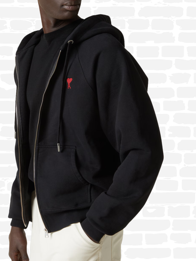 אמי פריז טי סווטשירט קפוצון צבע שחור DE COEUR HOODIE ZIP
