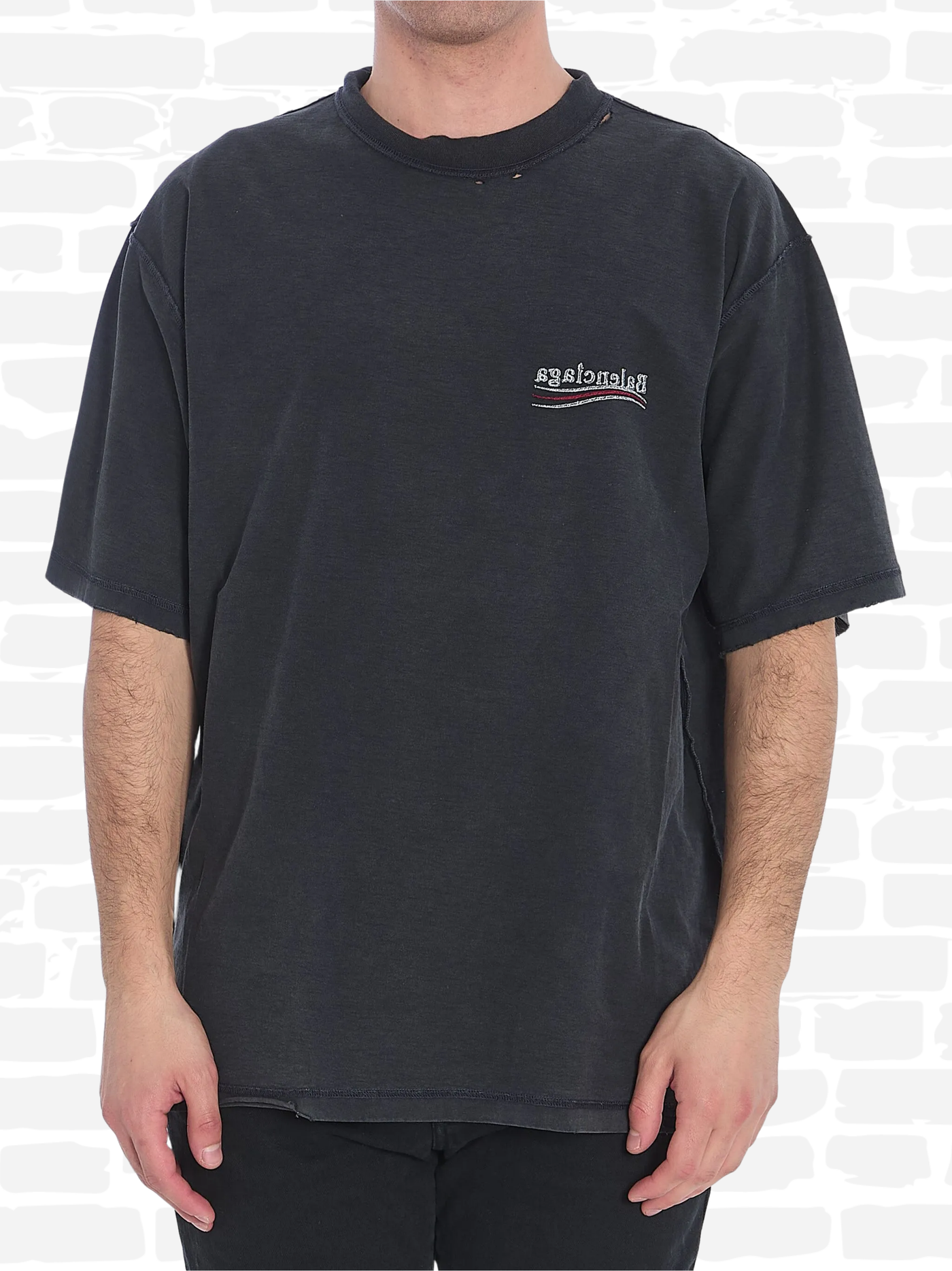 בלנסיאגה טי שירט צבע שחור CAMPAIGN INSIDE-OUT T-SHIRT