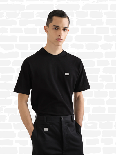 דולצ'ה גאבנה טי שירט צבע שחור COTTON WITH TAG T-SHIRT