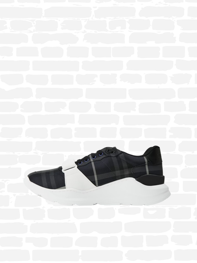 ברברי נעליים הדפס משבצות צבע שחור REGIS CHECK COTTON TRAINERS