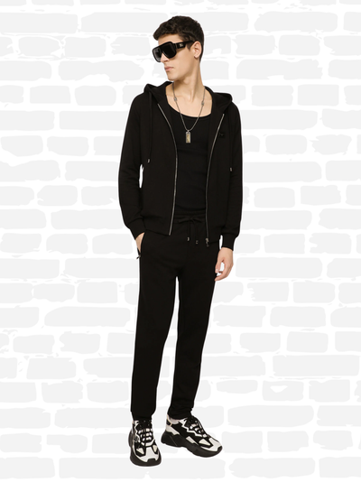 דולצ'ה גאבנה מכנסיים צבע שחור COTTON SWEATPANTS