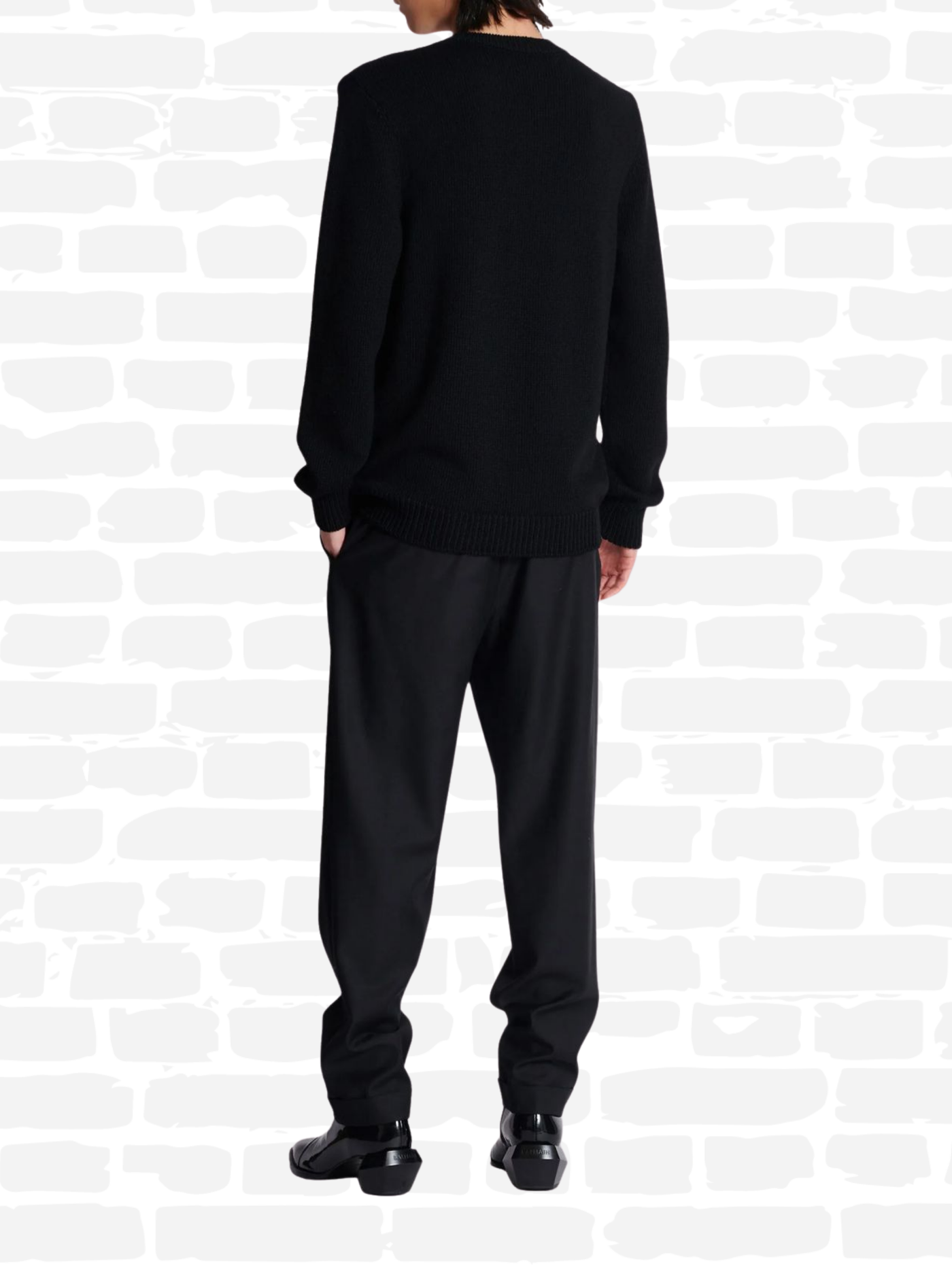 באלמין סווטשירט צבע שחור CONTRAST LOGO KNITTED