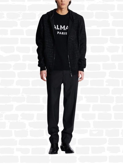 באלמין סווטשירט צבע שחור CONTRAST LOGO KNITTED