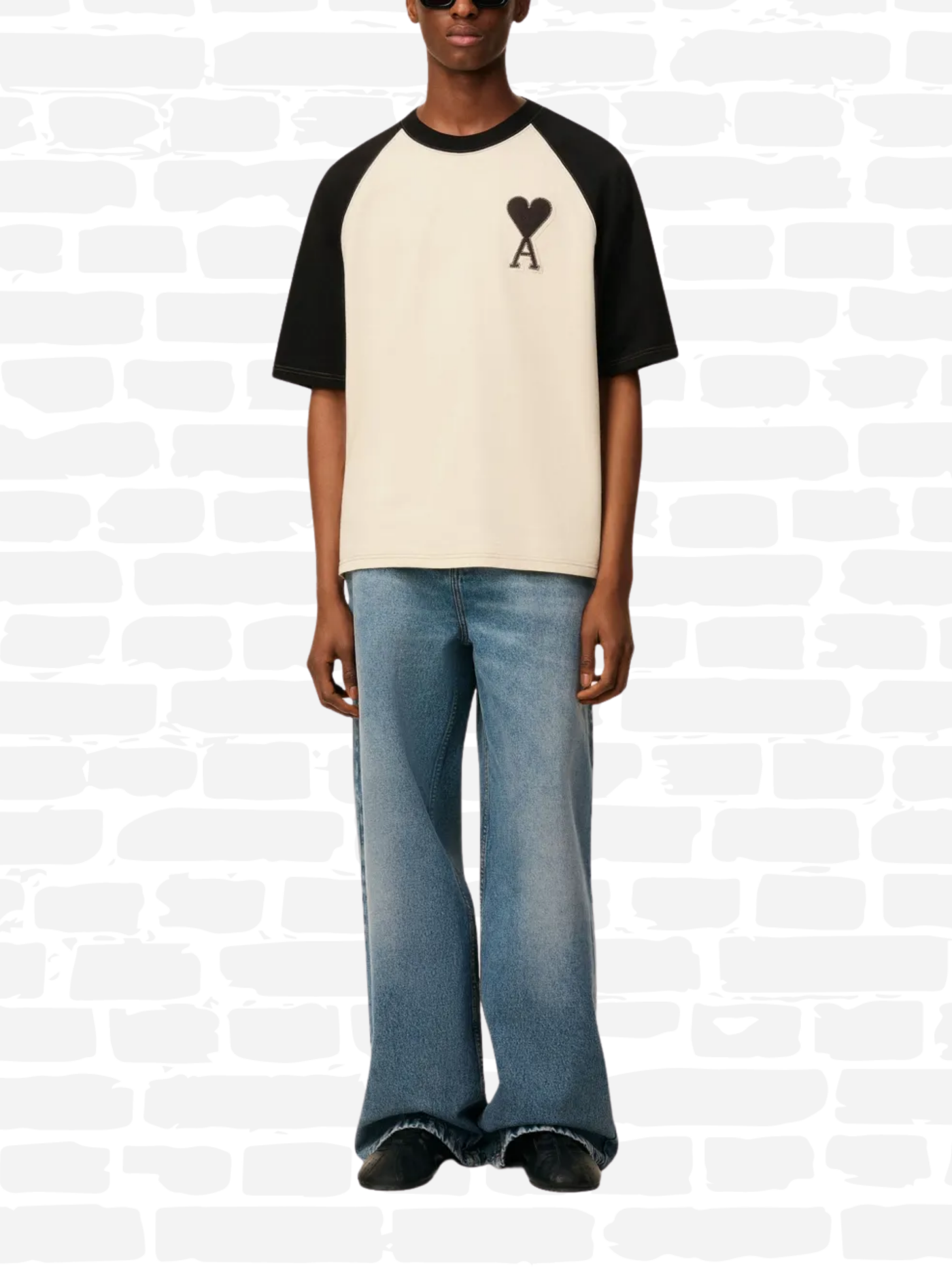 אמי פריז טי שירט צבע קרם COEUR COTTON T-SHIRT