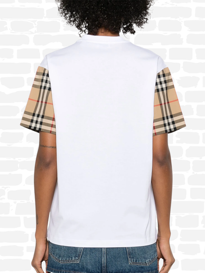 ברברי טי שירט צבע לבן CHECK-SLEEVE T-SHIRT