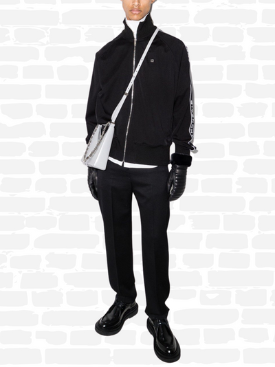 ז'יבנשי סווטשירט צבע שחור logo-stripe zip-up sports jacket