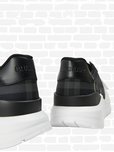 ברברי נעליים הדפס משבצות צבע שחור REGIS CHECK COTTON TRAINERS