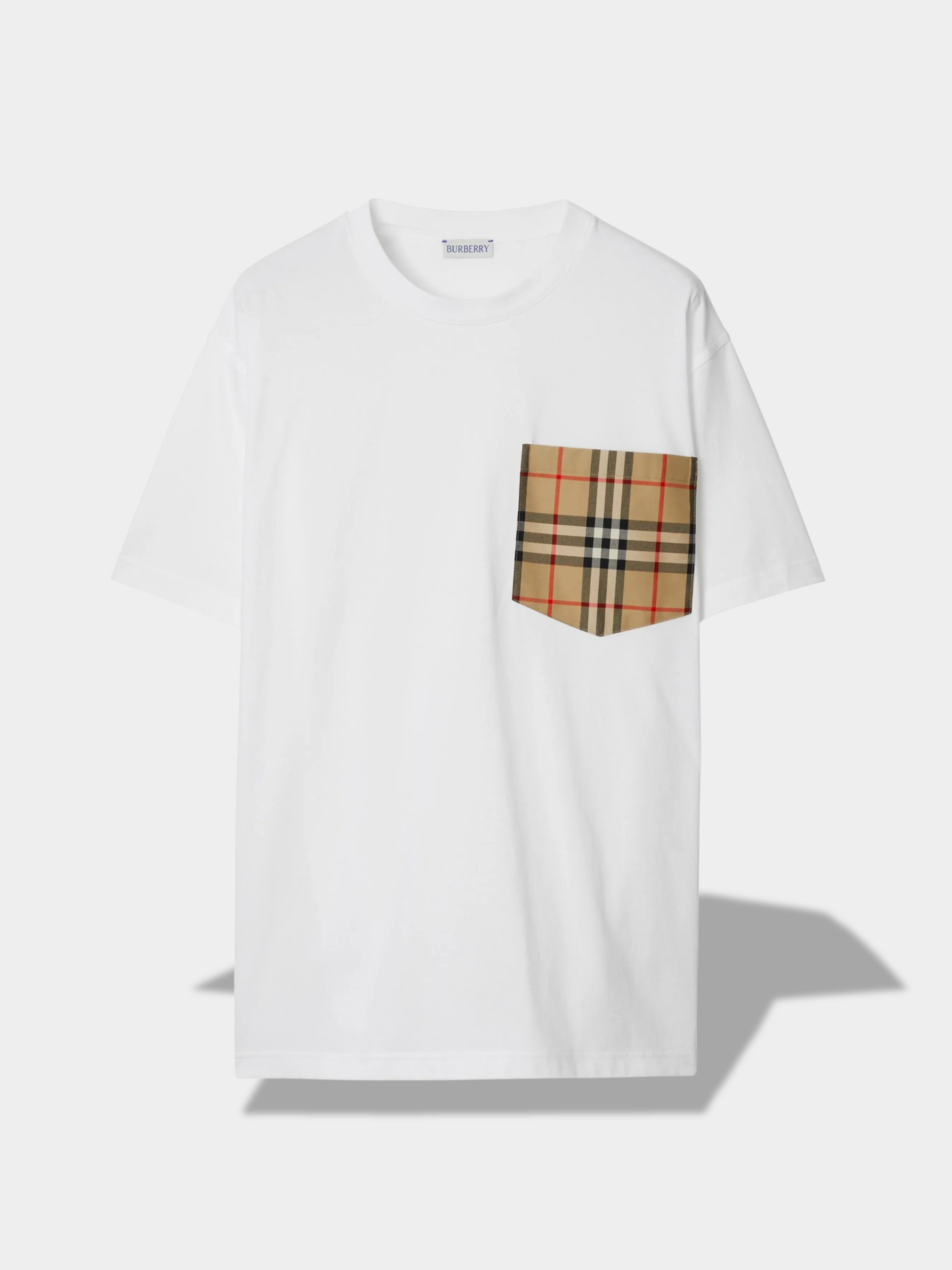 ברברי טי שירט צבע לבן VINTAGE CHECK POCKET