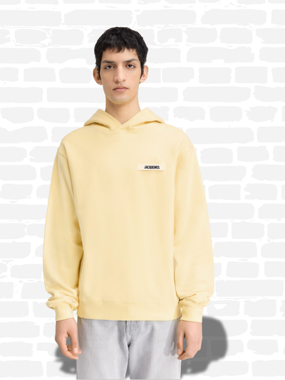 ג'קמוס סווטשירט קפוצ'ון צבע צהוב LOGO COTTON GROS GRAIN HOODIE