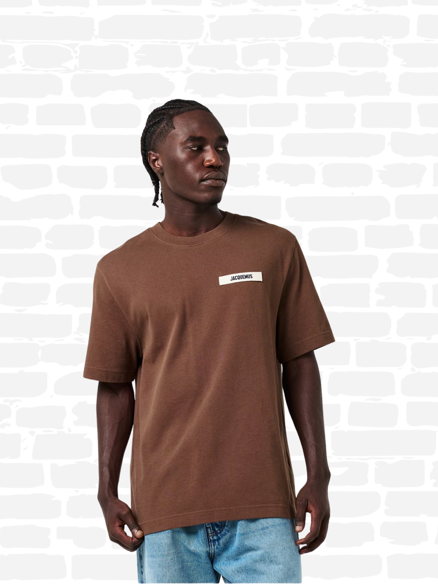 ג'קמוס טי שירט צבע חום LOGO-PATCH COTTON T-SHIRT