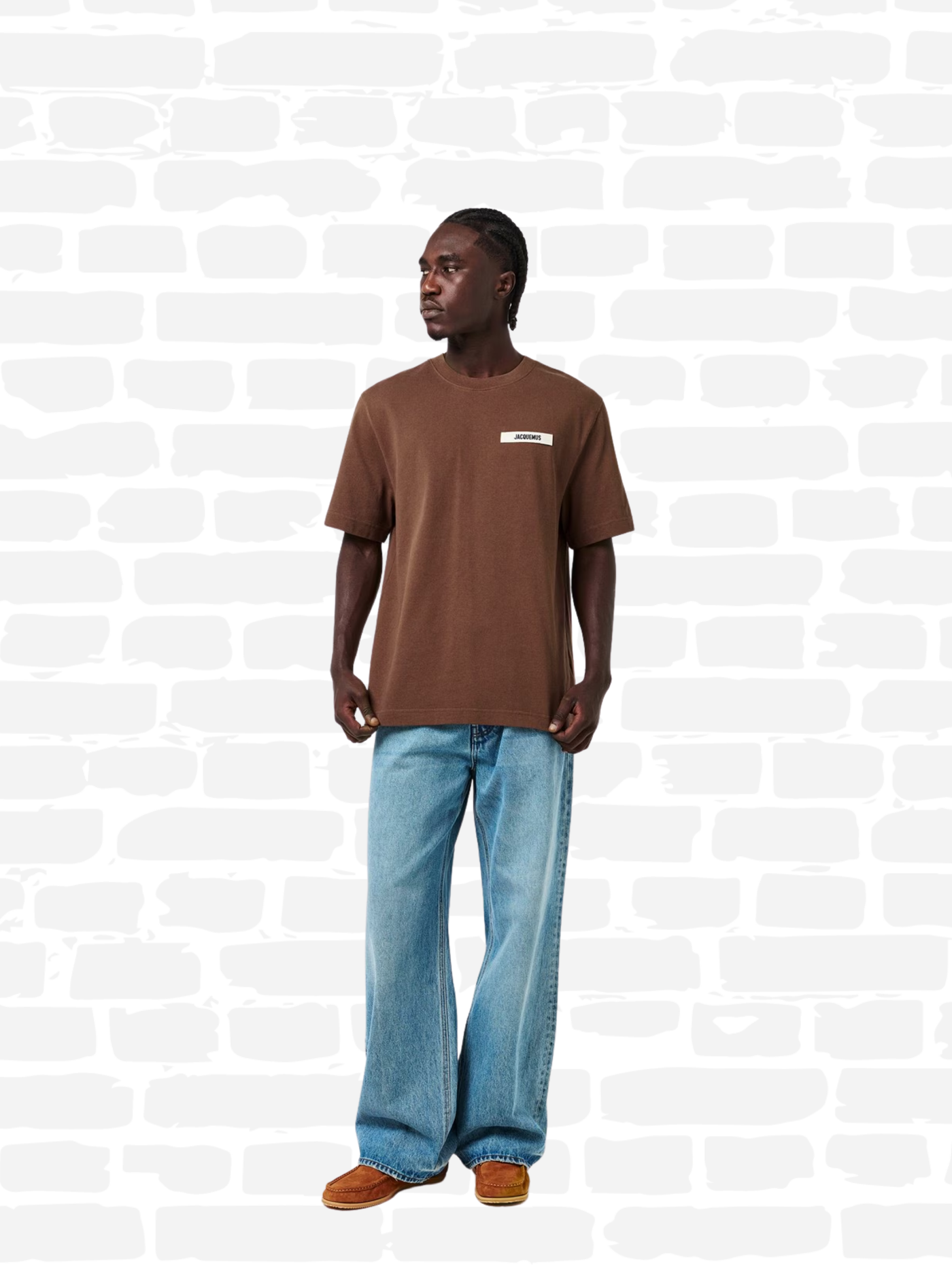 ג'קמוס טי שירט צבע חום LOGO-PATCH COTTON T-SHIRT