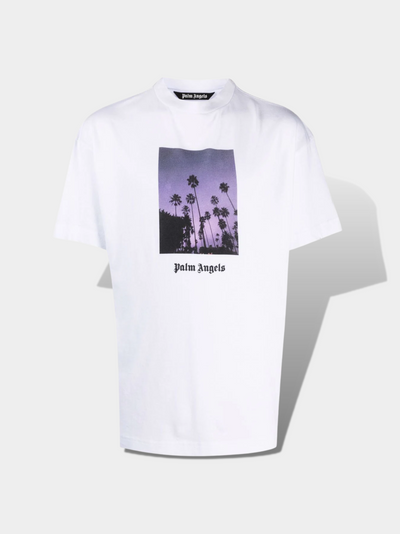 פאלם אנג'לס טי שירט צבע לבן logo-print short-sleeve T-shirt