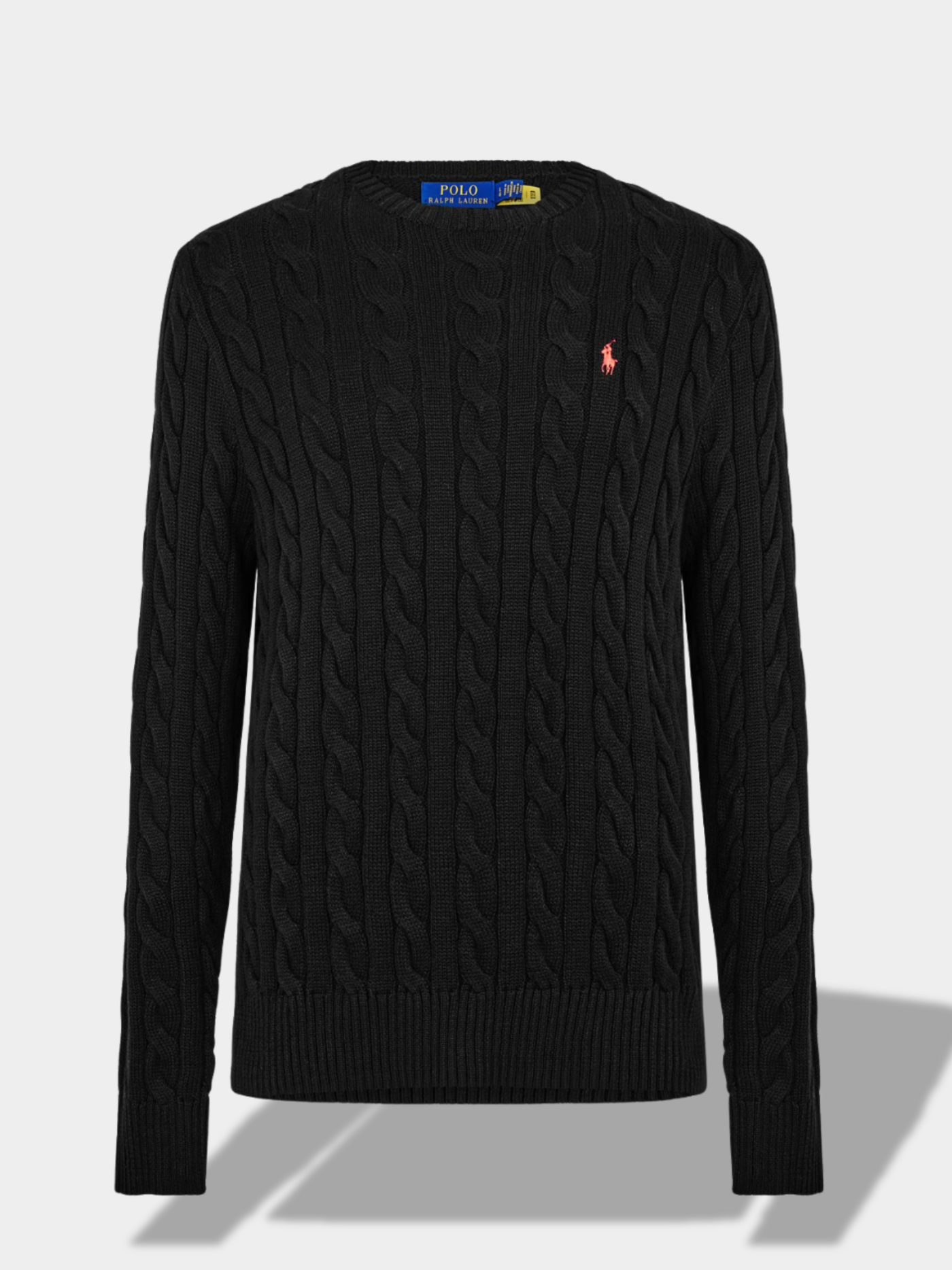 פולו ראלף לורן סריג צבע שחור POLO CABLE KNIT JUMPER