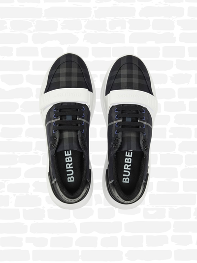 ברברי נעליים הדפס משבצות צבע שחור REGIS CHECK COTTON TRAINERS