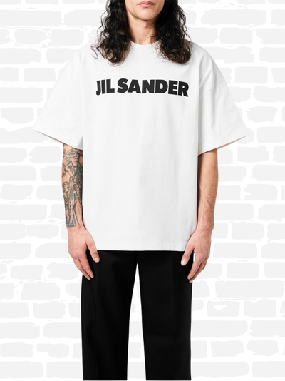 ג׳יל סנדר טי שירט צבע לבן LOGO PRINT COTTON T-SHIRT